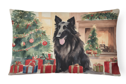Waiting on Christmas Throw Pillow (Dog Breed: Belgian Sheepdog 1255)