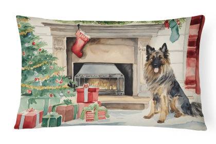 Waiting on Christmas Throw Pillow (Dog Breed: Belgian Tervuren 1257)