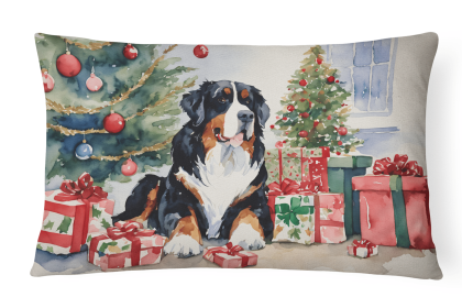 Waiting on Christmas Throw Pillow (Dog Breed: Bernese Mountain Dog 1259)