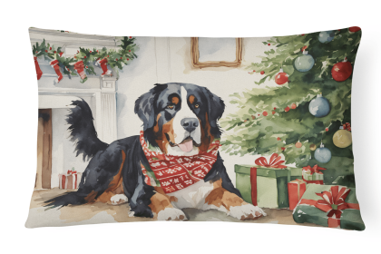 Waiting on Christmas Throw Pillow (Dog Breed: Bernese Mountain Dog 1260)