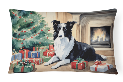 Waiting on Christmas Throw Pillow (Dog Breed: Border Collie 1270)