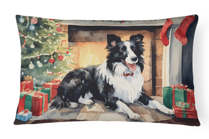 Waiting on Christmas Throw Pillow (Dog Breed: Border Collie 1271)