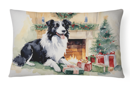 Waiting on Christmas Throw Pillow (Dog Breed: Border Collie 1272)