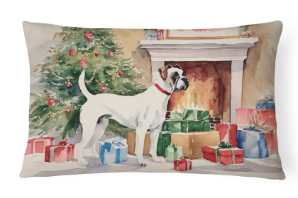 Waiting on Christmas Throw Pillow (Dog Breed: Boxer White 1281)