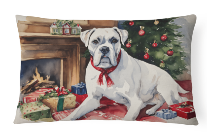 Waiting on Christmas Throw Pillow (Dog Breed: Boxer White 1283)