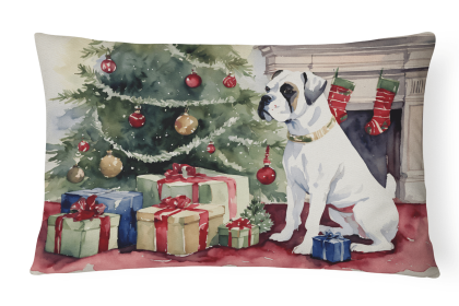 Waiting on Christmas Throw Pillow (Dog Breed: Boxer White 1285)