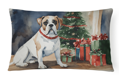 Waiting on Christmas Throw Pillow (Dog Breed: Boxer White 1287)