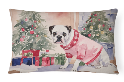 Waiting on Christmas Throw Pillow (Dog Breed: Boxer White 1288)