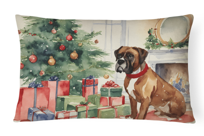 Waiting on Christmas Throw Pillow (Dog Breed: Boxer Fawn 1290)