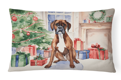 Waiting on Christmas Throw Pillow (Dog Breed: Boxer Fawn 1291)