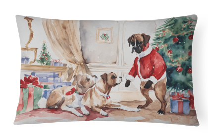 Waiting on Christmas Throw Pillow (Dog Breed: Boxer Fawn 1292)