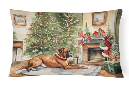 Waiting on Christmas Throw Pillow (Dog Breed: Boxer Fawn 1293)