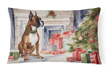 Waiting on Christmas Throw Pillow (Dog Breed: Boxer Fawn 1295)