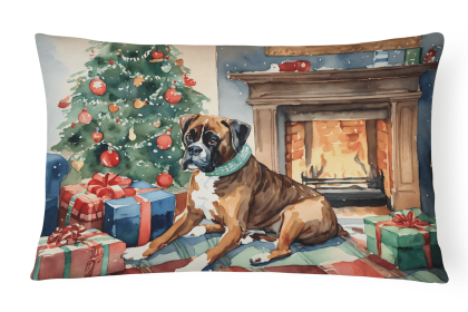 Waiting on Christmas Throw Pillow (Dog Breed: Boxer Fawn 1297)