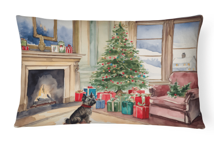 Waiting on Christmas Throw Pillow (Dog Breed: Cairn Terrier 1308)