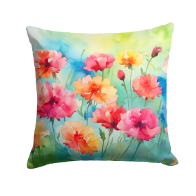 Flowers in Watercolor Throw Pillow (Dog Breed: Carnations 1548)