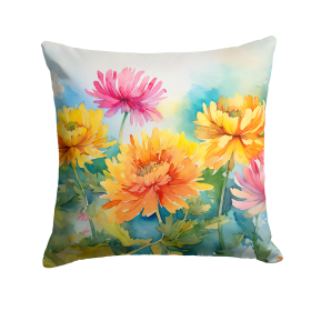 Flowers in Watercolor Throw Pillow (Dog Breed: Chrysanthemums 1550)