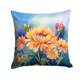 Flowers in Watercolor Throw Pillow (Dog Breed: Chrysanthemums 1551)