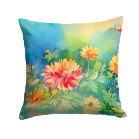 Flowers in Watercolor Throw Pillow (Dog Breed: Chrysanthemums 1552)