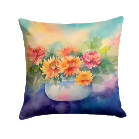 Flowers in Watercolor Throw Pillow (Dog Breed: Chrysanthemums 1553)