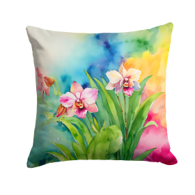 Flowers in Watercolor Throw Pillow (Dog Breed: Orchids 1555)