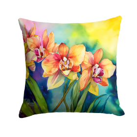 Flowers in Watercolor Throw Pillow (Dog Breed: Orchids 1559)