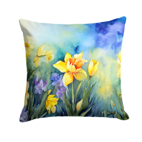 Flowers in Watercolor Throw Pillow (Dog Breed: Daffodils 1561)