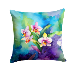 Flowers in Watercolor Throw Pillow (Dog Breed: Orchids 1562)