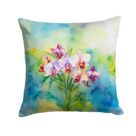 Flowers in Watercolor Throw Pillow (Dog Breed: Orchids 1563)