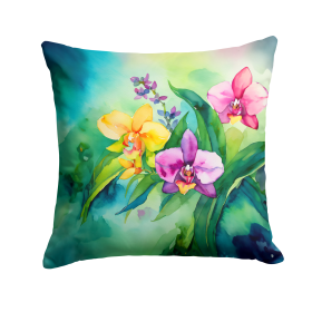 Flowers in Watercolor Throw Pillow (Dog Breed: Orchids 1564)