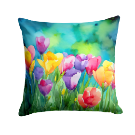 Flowers in Watercolor Throw Pillow (Dog Breed: Freesias 1566)