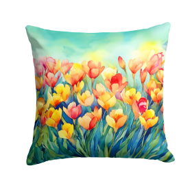 Flowers in Watercolor Throw Pillow (Dog Breed: Freesias 1569)