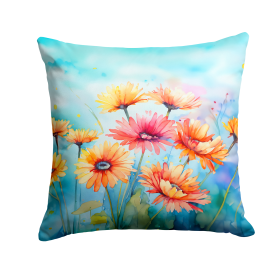 Flowers in Watercolor Throw Pillow (Dog Breed: Gerbera Daisies 1570)