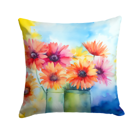 Flowers in Watercolor Throw Pillow (Dog Breed: Gerbera Daisies 1571)