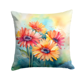Flowers in Watercolor Throw Pillow (Dog Breed: Gerbera Daisies 1572)