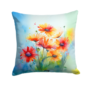 Flowers in Watercolor Throw Pillow (Dog Breed: Gerbera Daisies 1573)