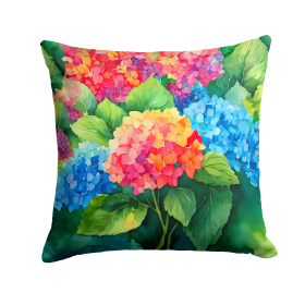 Flowers in Watercolor Throw Pillow (Dog Breed: Hydrangeas 1575)