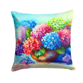 Flowers in Watercolor Throw Pillow (Dog Breed: Hydrangeas 1576)