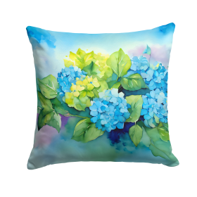 Flowers in Watercolor Throw Pillow (Dog Breed: Hydrangeas 1579)