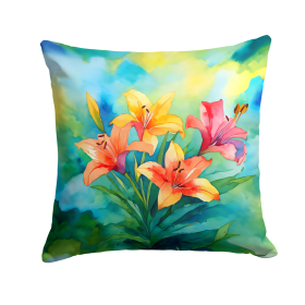 Flowers in Watercolor Throw Pillow (Dog Breed: Lilies 1585)