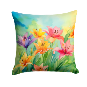 Flowers in Watercolor Throw Pillow (Dog Breed: Lilies 1586)