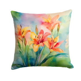 Flowers in Watercolor Throw Pillow (Dog Breed: Lilies 1588)