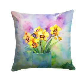 Flowers in Watercolor Throw Pillow (Dog Breed: Orchids 1590)