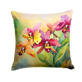 Flowers in Watercolor Throw Pillow (Dog Breed: Orchids 1591)