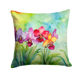 Flowers in Watercolor Throw Pillow (Dog Breed: Orchids 1592)