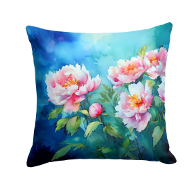 Flowers in Watercolor Throw Pillow (Dog Breed: Peonies 1593)