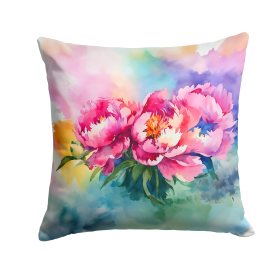 Flowers in Watercolor Throw Pillow (Dog Breed: Peonies 1594)