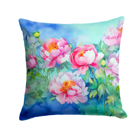 Flowers in Watercolor Throw Pillow (Dog Breed: Peonies 1595)