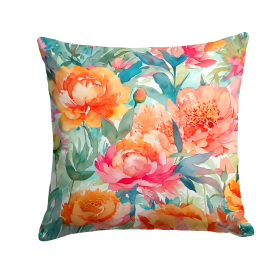 Flowers in Watercolor Throw Pillow (Dog Breed: Peonies 1596)