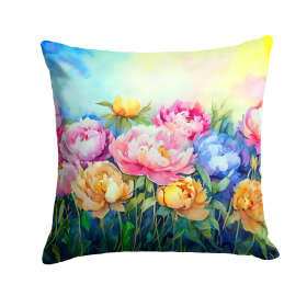 Flowers in Watercolor Throw Pillow (Dog Breed: Peonies 1597)